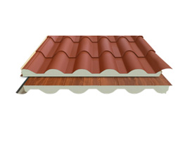 Panel teja Rojo coppo-Madera oscura